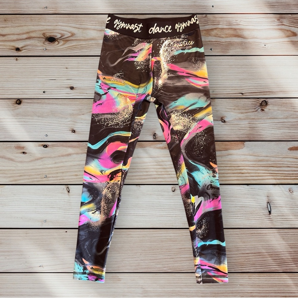 Justice Multicolor Swirl Leggings Dance Gymnast Size Small 7 8